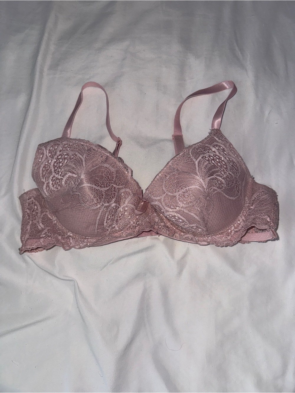 b.luxe Dusty Pink Floral Lace Underwire Demi T-Shirt Bra 36B